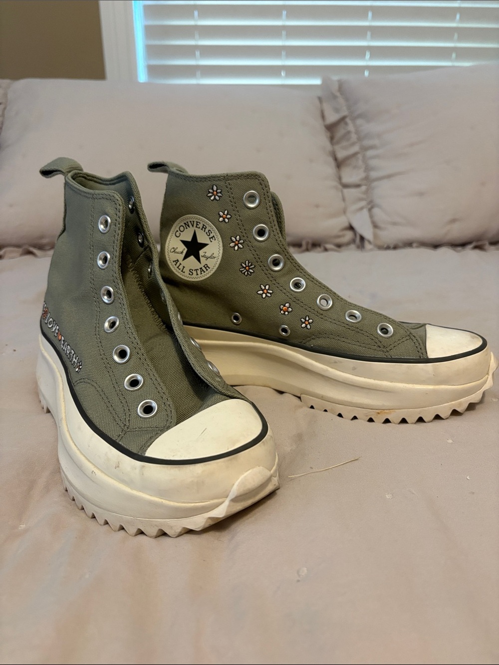 Converse Platform Chuck Taylor High Top Sneakers - Olive womens 6.5